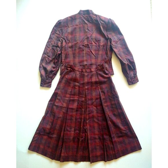 Vintage 1980's Burberry Burberrys 2-Piece Set Top Skirt Check London Designer - Picture 3 of 10